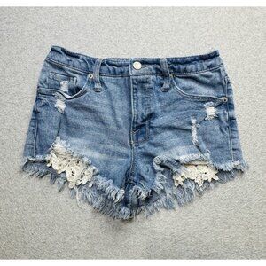 Mossimo Shorts Womens 2/26 Blue Denim Distressed Stretch Casual Normcore Ladies